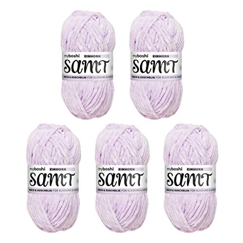 myboshi Samt, 100% Chenille-Garn, Flieder - Einhorn, 100g, 100m, 5 Knäuel, Wolle zum Häkeln und Stricken, XXL-Knäuel, Amigurumigarn, Samtig weich myboshi Samt, 100% Chenille-Garn, Flieder - Einhorn, 100g, 100m, 5 Knäuel, Wolle zum Häkeln und Stricken, XXL-Knäuel, Amigurumigarn, Samtig weich von myboshi