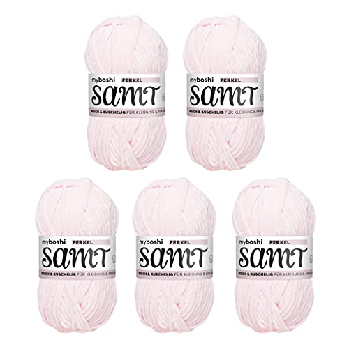 myboshi Samt, 100% Chenille-Garn, Rosa - Ferkel, 100g, 100m, 5 Knäuel, Wolle zum Häkeln und Stricken, XXL-Knäuel, Amigurumigarn, Samtig weich myboshi Samt, 100% Chenille-Garn, Rosa - Ferkel, 100g, 100m, 5 Knäuel, Wolle zum Häkeln und Stricken, XXL-Knäuel, Amigurumigarn, Samtig weich von myboshi