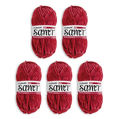 myboshi Samt, 100% Chenille-Garn, Rot - Ara, 100g, 100m, 5 Knäuel, Wolle zum Häkeln und Stricken, XXL-Knäuel, Amigurumigarn, Samtig weich myboshi Samt, 100% Chenille-Garn, Rot - Ara, 100g, 100m, 5 Knäuel, Wolle zum Häkeln und Stricken, XXL-Knäuel, Amigurumigarn, Samtig weich von myboshi