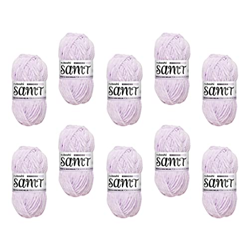 myboshi Samt Wolle zum Häkeln und Stricken, weiche Chenille Wolle im XXL-Knäuel, perfekt für Amigurumi und Kissen, 100% flauschige Polyester, 100g, Ll 100m, Lila (Einhorn) 10 Knäuel von myboshi