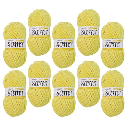 myboshi Samt Wolle zum Häkeln und Stricken, weiche Chenille Wolle im XXL-Knäuel, perfekt für Amigurumi und Kissen, 100% flauschige Polyester, 100g, Ll 100m, Gelb (Küken) 10 Knäuel von myboshi
