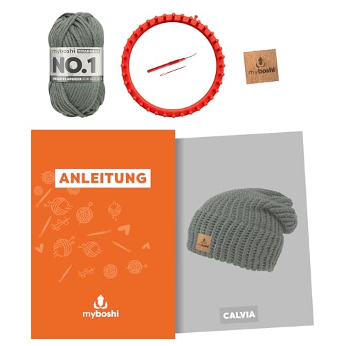 myboshi Strickring-Set Mütze Calvia, inkl. No.1-Wolle, Anleitung, Wolle und Label, für Anfänger geeignet, Loom-Set 30% Merinowolle Grau, mit Strickring myboshi Strickring-Set Mütze Calvia, inkl. No.1-Wolle, Anleitung, Wolle und Label, für Anfänger geeignet, Loom-Set 30% Merinowolle Grau, mit Strickring von myboshi