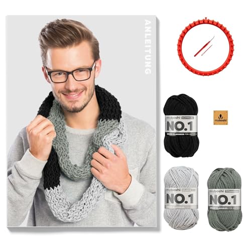myboshi Strickring-Set Rundschal Granada, inkl. No.1-Wolle, Anleitung und Label, Strickringpaket, Loom-Set 30% Merinowolle Schwarz, mit Strickring myboshi Strickring-Set Rundschal Granada, inkl. No.1-Wolle, Anleitung und Label, Strickringpaket, Loom-Set 30% Merinowolle Schwarz, mit Strickring von myboshi