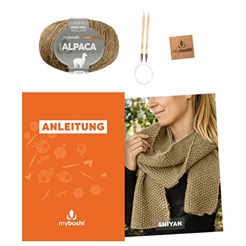 myboshi Strickset Schal Shiyan, inkl. Alpaca Wolle, Nadel und Anleitung, für Oberbekleidung, Strickpaket, 10% Alpaka, 25% Schurwolle Braun, mit Rundstricknadel myboshi Strickset Schal Shiyan, inkl. Alpaca Wolle, Nadel und Anleitung, für Oberbekleidung, Strickpaket, 10% Alpaka, 25% Schurwolle Braun, mit Rundstricknadel von myboshi