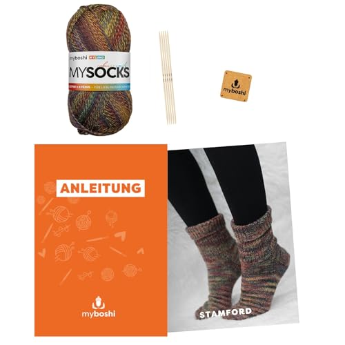 myboshi Strickset Socken Stamford, inkl. mysocks, 4-fädige Sockenwolle, Nadelspiel, Anleitung Label, 75% Schurwolle, 25% Polyamid Nylund mit Nadelspiel myboshi Strickset Socken Stamford, inkl. mysocks, 4-fädige Sockenwolle, Nadelspiel, Anleitung Label, 75% Schurwolle, 25% Polyamid Nylund mit Nadelspiel von myboshi