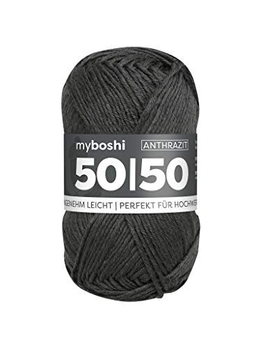 myboshi 50/50-Ganzjahres-Wolle aus Baum- und Merinowolle, für Oberbekleidung geeignet, Mulesing-frei, hochwertiges Häkel-/Strickgarn, 50g, Ll 110m Grau (Anthrazit) 1 Knäuel myboshi 50/50-Ganzjahres-Wolle aus Baum- und Merinowolle, für Oberbekleidung geeignet, Mulesing-frei, hochwertiges Häkel-/Strickgarn, 50g, Ll 110m Grau (Anthrazit) 1 Knäuel von myboshi