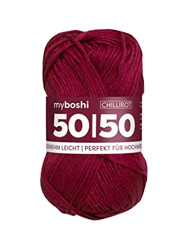 myboshi 50/50-Ganzjahres-Wolle aus Baum- und Merinowolle, für Oberbekleidung geeignet, Mulesing-frei, hochwertiges Häkel-/Strickgarn, 50g, Ll 110m Rot (Chillirot) 1 Knäuel myboshi 50/50-Ganzjahres-Wolle aus Baum- und Merinowolle, für Oberbekleidung geeignet, Mulesing-frei, hochwertiges Häkel-/Strickgarn, 50g, Ll 110m Rot (Chillirot) 1 Knäuel von myboshi