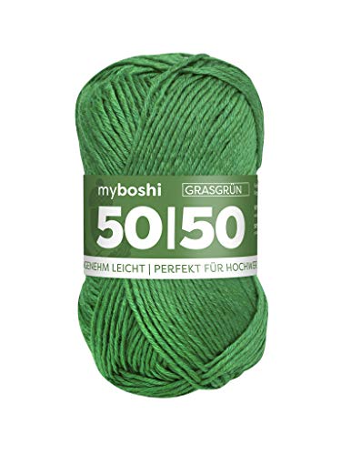 myboshi 50/50-Ganzjahres-Wolle aus Baum- und Merinowolle, für Oberbekleidung geeignet, Mulesing-frei, hochwertiges Häkel-/Strickgarn, 50g, Ll 110m Grün (Grasgrün) 1 Knäuel myboshi 50/50-Ganzjahres-Wolle aus Baum- und Merinowolle, für Oberbekleidung geeignet, Mulesing-frei, hochwertiges Häkel-/Strickgarn, 50g, Ll 110m Grün (Grasgrün) 1 Knäuel von myboshi