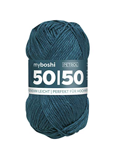myboshi 50/50-Ganzjahres-Wolle aus Baum- und Merinowolle, für Oberbekleidung geeignet, Mulesing-frei, hochwertiges Häkel-/Strickgarn, 50g, Ll 110m Blau (Petrol), 1 Knäuel myboshi 50/50-Ganzjahres-Wolle aus Baum- und Merinowolle, für Oberbekleidung geeignet, Mulesing-frei, hochwertiges Häkel-/Strickgarn, 50g, Ll 110m Blau (Petrol), 1 Knäuel von myboshi