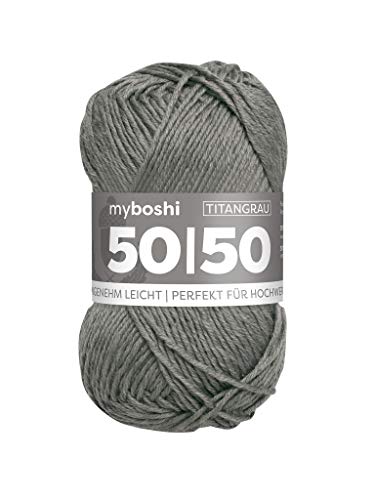 myboshi 50/50-Ganzjahres-Wolle aus Baum- und Merinowolle, für Oberbekleidung geeignet, Mulesing-frei, hochwertiges Häkel-/Strickgarn, 50g, Ll 110m Grau (Titangrau), 1 Knäuel myboshi 50/50-Ganzjahres-Wolle aus Baum- und Merinowolle, für Oberbekleidung geeignet, Mulesing-frei, hochwertiges Häkel-/Strickgarn, 50g, Ll 110m Grau (Titangrau), 1 Knäuel von myboshi