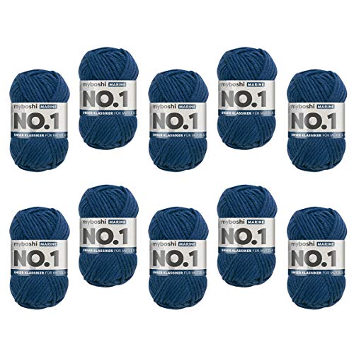 myboshi No.1 Wolle zum Häkeln und Stricken, Schnellstrickgarn, langlebige Mützenwolle, Strickwolle, Häkelwolle, mulesing-frei, 50g, Ll 55m Blau (Marine) 10 Knäuel myboshi No.1 Wolle zum Häkeln und Stricken, Schnellstrickgarn, langlebige Mützenwolle, Strickwolle, Häkelwolle, mulesing-frei, 50g, Ll 55m Blau (Marine) 10 Knäuel von myboshi