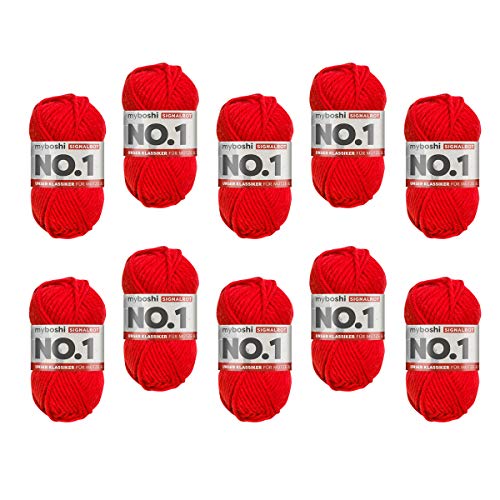 myboshi No.1 Wolle zum Häkeln und Stricken, Schnellstrickgarn, langlebige Mützenwolle, Strickwolle, Häkelwolle, mulesing-frei, 50g, Ll 55m Rot (Signalrot) 10 Knäuel myboshi No.1 Wolle zum Häkeln und Stricken, Schnellstrickgarn, langlebige Mützenwolle, Strickwolle, Häkelwolle, mulesing-frei, 50g, Ll 55m Rot (Signalrot) 10 Knäuel von myboshi
