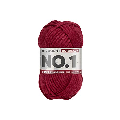 myboshi No.1 Wolle zum Häkeln und Stricken, Schnellstrickgarn, langlebige Mützenwolle, Strickwolle, Häkelwolle, mulesing-frei, 50g, Ll 55m Rot (Bordeaux) 1 Knäuel myboshi No.1 Wolle zum Häkeln und Stricken, Schnellstrickgarn, langlebige Mützenwolle, Strickwolle, Häkelwolle, mulesing-frei, 50g, Ll 55m Rot (Bordeaux) 1 Knäuel von myboshi