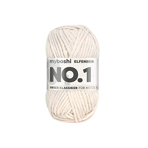 myboshi No.1 Wolle zum Häkeln und Stricken, Schnellstrickgarn, langlebige Mützenwolle, Strickwolle, Häkelwolle, mulesing-frei, 50g, Ll 55m Beige (Elfenbein) 1 Knäuel myboshi No.1 Wolle zum Häkeln und Stricken, Schnellstrickgarn, langlebige Mützenwolle, Strickwolle, Häkelwolle, mulesing-frei, 50g, Ll 55m Beige (Elfenbein) 1 Knäuel von myboshi