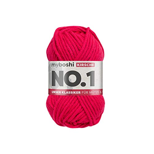 myboshi No.1 Wolle zum Häkeln und Stricken, Schnellstrickgarn, langlebige Mützenwolle, Strickwolle, Häkelwolle, mulesing-frei, 50g, Ll 55m Rot (Kirsche) 1 Knäuel myboshi No.1 Wolle zum Häkeln und Stricken, Schnellstrickgarn, langlebige Mützenwolle, Strickwolle, Häkelwolle, mulesing-frei, 50g, Ll 55m Rot (Kirsche) 1 Knäuel von myboshi