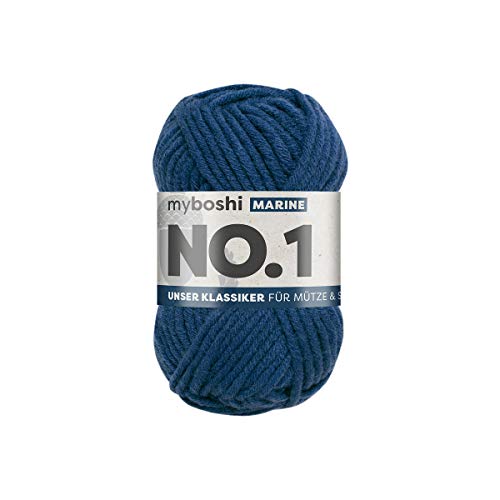 myboshi No.1 Wolle zum Häkeln und Stricken, Schnellstrickgarn, langlebige Mützenwolle, Strickwolle, Häkelwolle, mulesing-frei, 50g, Ll 55m Blau (Marine) 1 Knäuel myboshi No.1 Wolle zum Häkeln und Stricken, Schnellstrickgarn, langlebige Mützenwolle, Strickwolle, Häkelwolle, mulesing-frei, 50g, Ll 55m Blau (Marine) 1 Knäuel von myboshi