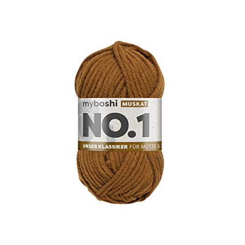 myboshi No.1 Wolle zum Häkeln und Stricken, Schnellstrickgarn, langlebige Mützenwolle, Strickwolle, Häkelwolle, mulesing-frei, 50g, Ll 55m Braun (Muskat) 1 Knäuel myboshi No.1 Wolle zum Häkeln und Stricken, Schnellstrickgarn, langlebige Mützenwolle, Strickwolle, Häkelwolle, mulesing-frei, 50g, Ll 55m Braun (Muskat) 1 Knäuel von myboshi