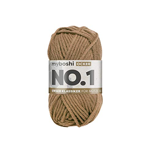 myboshi No.1 Wolle zum Häkeln und Stricken, Schnellstrickgarn, langlebige Mützenwolle, Strickwolle, Häkelwolle, mulesing-frei, 50g, Ll 55m Braun (Ocker) 1 Knäuel myboshi No.1 Wolle zum Häkeln und Stricken, Schnellstrickgarn, langlebige Mützenwolle, Strickwolle, Häkelwolle, mulesing-frei, 50g, Ll 55m Braun (Ocker) 1 Knäuel von myboshi