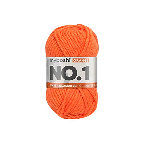 myboshi No.1 Wolle zum Häkeln und Stricken, Schnellstrickgarn, langlebige Mützenwolle, Strickwolle, Häkelwolle, mulesing-frei, 50g, Ll 55m Orange (Orange) 1 Knäuel myboshi No.1 Wolle zum Häkeln und Stricken, Schnellstrickgarn, langlebige Mützenwolle, Strickwolle, Häkelwolle, mulesing-frei, 50g, Ll 55m Orange (Orange) 1 Knäuel von myboshi