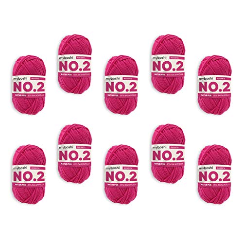 myboshi No.2 Baumwolle zum Häkeln, Baby Wolle, vegane Wolle zum Stricken, Wolle 60 Grad waschbar, für Baby und Amigurumi, 50g, Ll 100m Rosa (Magenta) 10 Knäuel myboshi No.2 Baumwolle zum Häkeln, Baby Wolle, vegane Wolle zum Stricken, Wolle 60 Grad waschbar, für Baby und Amigurumi, 50g, Ll 100m Rosa (Magenta) 10 Knäuel von myboshi