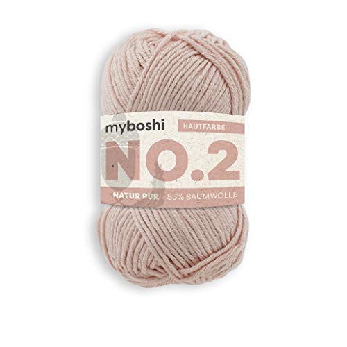 myboshi No.2 Baumwolle zum Häkeln, Baby Wolle, vegane Wolle zum Stricken, Wolle 60 Grad waschbar, für Baby und Amigurumi, 50g, Ll 100m Rosa (Hautfarbe) 1 Knäuel von myboshi