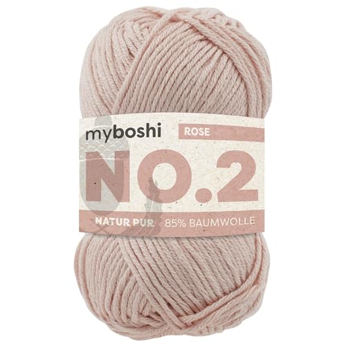 myboshi No.2 Baumwolle zum Häkeln, Baby Wolle, vegane Wolle zum Stricken, Wolle 60 Grad waschbar, für Baby und Amigurumi, 50g, Ll 100m Rosa (Hautfarbe) 1 Knäuel von myboshi