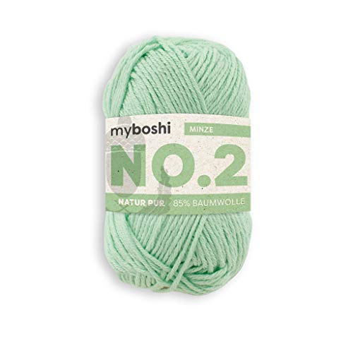 myboshi No.2 Baumwolle zum Häkeln, Baby Wolle, vegane Wolle zum Stricken, Wolle 60 Grad waschbar, für Baby und Amigurumi, 50g, Ll 100m Grün (Minze) 1 Knäuel von myboshi