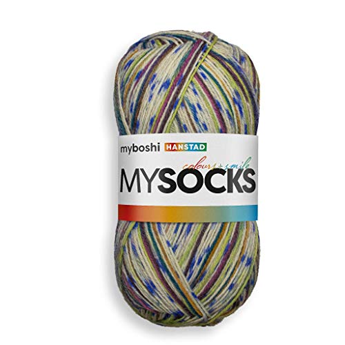 myboshi mysocks, 4-fädige Sockenwolle, strapazierfähiges Garn aus Schurwolle, Ökotex-Zertifiziert, filzfrei, 100g, Ll 420m Blau (Hanstad) 1 Knäuel von myboshi