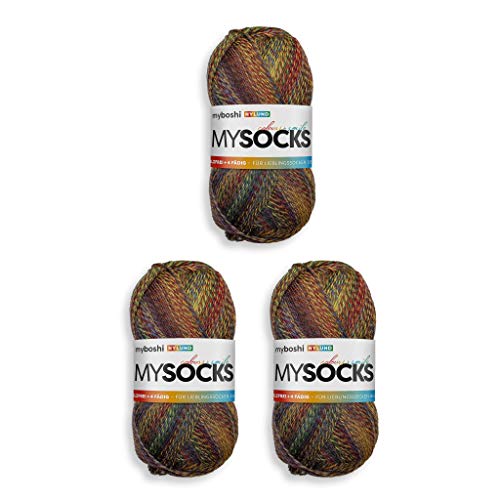 myboshi mysocks, 4-fädige Sockenwolle, strapazierfähiges Garn aus Schurwolle, Ökotex-Zertifiziert, filzfrei, 100g, Ll 420m Rot (Nylund) 3 Knäuel von myboshi