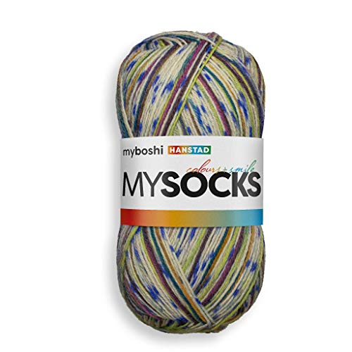 myboshi mysocks, 4-fädige Sockenwolle, strapazierfähiges Garn aus Schurwolle, Ökotex-zertifiziert, filzfrei, 100g, Ll 420m Blau (Hanstad) 1 Knäuel von myboshi