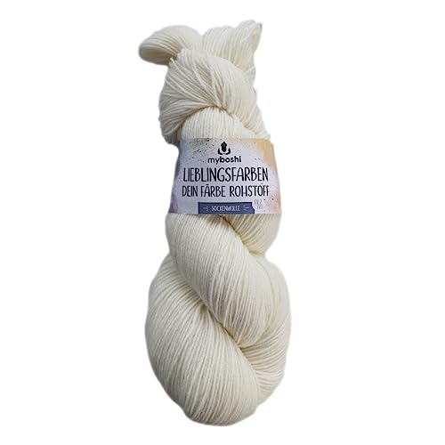 myboshi mysocks Färbestrang, Sockenwolle zum selber Färben, unbehandelt, 75% Schurwolle, 25% Polyamid, 4-fädig, filzfrei, 100g, Ll 420m Weiß, 1 Knäuel myboshi mysocks Färbestrang, Sockenwolle zum selber Färben, unbehandelt, 75% Schurwolle, 25% Polyamid, 4-fädig, filzfrei, 100g, Ll 420m Weiß, 1 Knäuel von myboshi