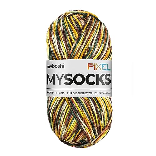 myboshi mysocks Pixel, 6-fädige Sockenwolle, strapazierfähig, Garn aus Schurwolle, filzfrei, 150g, Ll 390m Grün (Genke) 1 Knäuel von myboshi