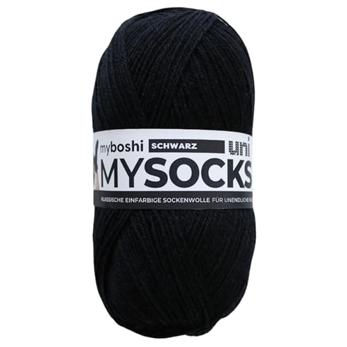 myboshi mysocks uni einfarbige Sockenwolle, 4-fädig, weich und geschmeidig, mit Aloe Vera behandelt, 100g, Ll 420m, Schwarz, 1 Knäuel myboshi mysocks uni einfarbige Sockenwolle, 4-fädig, weich und geschmeidig, mit Aloe Vera behandelt, 100g, Ll 420m, Schwarz, 1 Knäuel von myboshi