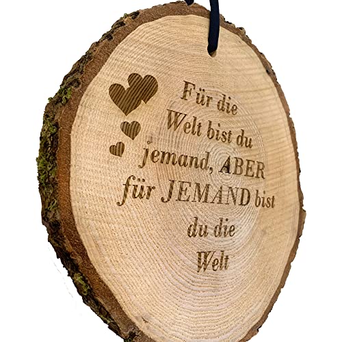myduct - Baumscheibe mit Gravur - personalisierte Holzscheibe 16-20cm, Geschenkidee zum Hochzeitstag, naturbelassen, Dekoration, Wanddeko (kleine Herzen) von myduct