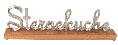mygoodtime Schriftzug Aufsteller Metall Mangoholz Deko Silber (Sterneküche (41x13x5cm)) von mygoodtime