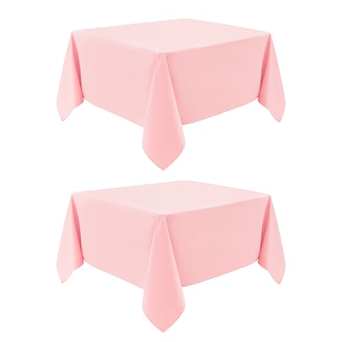 mylacerhome Quadratische Tischdecke, waschbar, Polyester, einfarbig, Esstischabdeckung für Geburtstag, Party, Abendessen, Urlaub, Outdoor, Innenbereich, Rosa, 2 Stück mylacerhome Quadratische Tischdecke, waschbar, Polyester, einfarbig, Esstischabdeckung für Geburtstag, Party, Abendessen, Urlaub, Outdoor, Innenbereich, Rosa, 2 Stück von mylacerhome