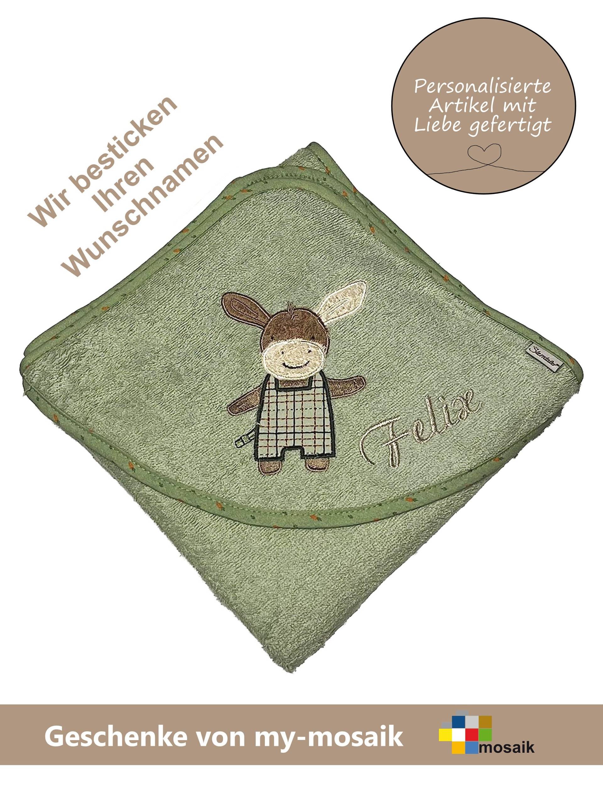 sterntaler Badetuch "Emmilius Grün" 100x100cm Mit Namen Bestickt-Personalisiertes - Ideales Geschenk Zur Geburt, Taufe, Weihnachten sterntaler Badetuch "Emmilius Grün" 100x100cm Mit Namen Bestickt-Personalisiertes - Ideales Geschenk Zur Geburt, Taufe, Weihnachten von mymosaik