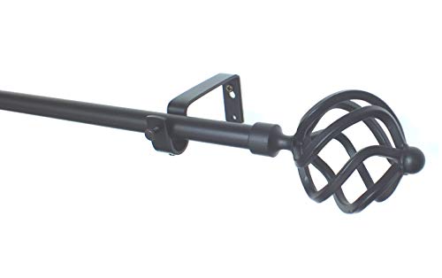 myraumdesign Gardinenstange Metall Vorhangstange Ball 16 mm Durchmesser in schwarz (120 cm) von myraumdesign