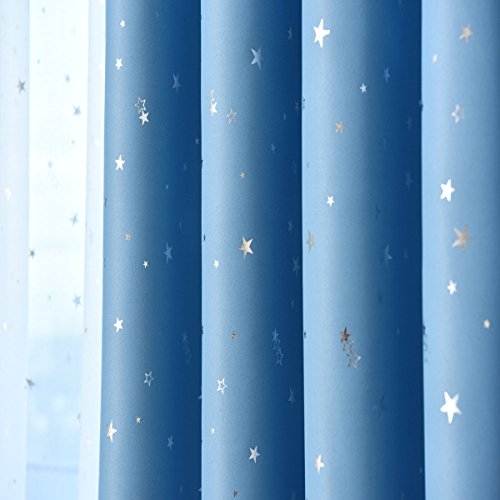 MYRU 2er-Set Sterne Vorhänge für Kinder Kinderzimmer (245 * 140, Blaue Sterne) von MYRU