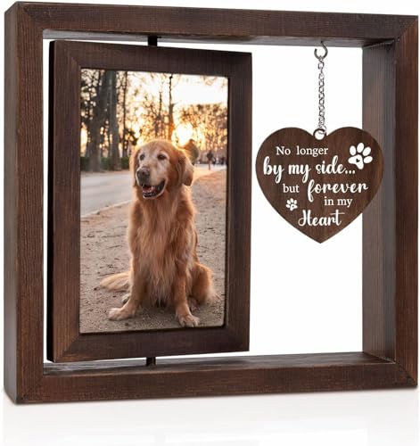 myyAA Gedenkgeschenke für Hundeverlust, drehbarer Holz-Bilderrahmen für 10 x 15 cm große Fotos, Beileidsgeschenk für Hundeverlust, Katzenverluste, Erinnerungs-Bilderrahmen myyAA Gedenkgeschenke für Hundeverlust, drehbarer Holz-Bilderrahmen für 10 x 15 cm große Fotos, Beileidsgeschenk für Hundeverlust, Katzenverluste, Erinnerungs-Bilderrahmen von myyAA