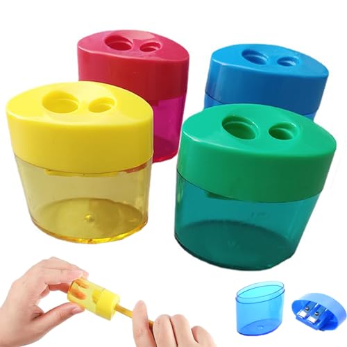 anspitzer mit behälter klein für etui,Small Pencil Sharpener with Container,spitzer mit dose klein,Pack of 4, dosenspitzer für dicke und dünne stifte,for School Office-4pcs-B von mzvoo