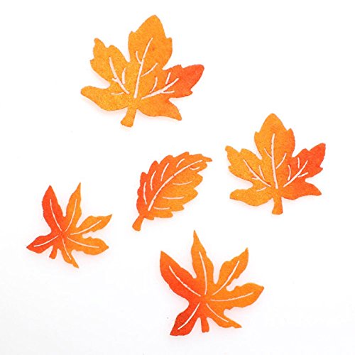 N/A 72 x Streu Herbstlaub Filz Herbstblätter 5-Fach Sortiert 3-4cm, Farbe:orange von n.a.