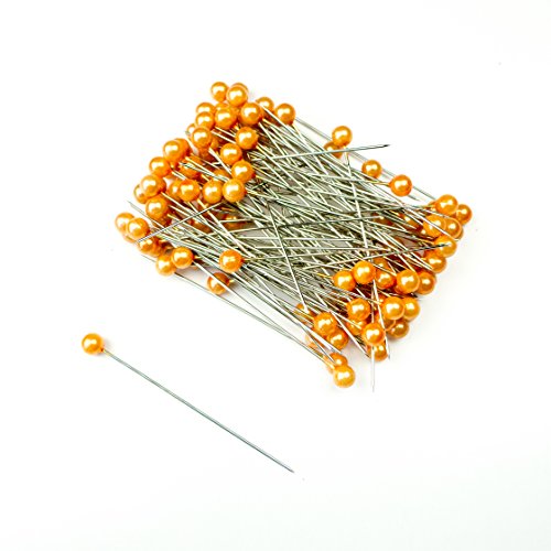Perlkopf - Deco - Nadeln Ø 6mm x 65mm mit Euro-Lochung, Inhalt: 100stk. Farbe: Orange / Orange von n.a.