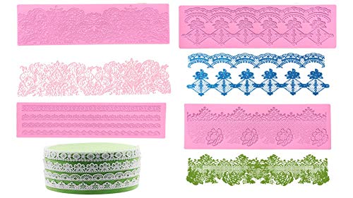 Spitzen-Silikonmatte, 4 Stück, für Zuckerspitzen, Fondant, Spitze, Fondant, Kuchen, Spitzenform, Fondant, Werkzeug, Kuchendekoration, Spitzenmuster, Blumenmuster, Formen für Zucker, Bastelzubehör Spitzen-Silikonmatte, 4 Stück, für Zuckerspitzen, Fondant, Spitze, Fondant, Kuchen, Spitzenform, Fondant, Werkzeug, Kuchendekoration, Spitzenmuster, Blumenmuster, Formen für Zucker, Bastelzubehör von nadamuSun