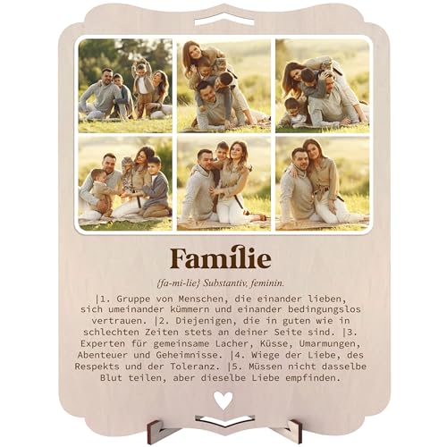 nagu® Bilderrahmen Aus Holz - Personalisiertes Geschenk Mit Familien-Spruch, Set Mit Buchstaben, Tischständer, 30x22cm, Geschenke Für Familien, Geschenk Für Familie, Ganze Familie von nagu