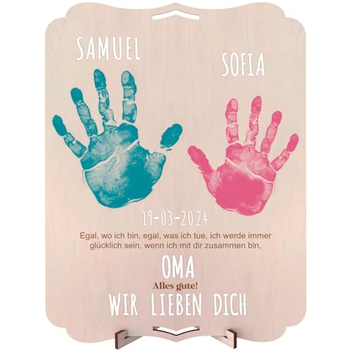 Nagu® Geschenk Für Opa - Babyabdruck Rahmen, Personalisierter Holzrahmen 30x22cm Mit Spruch, Originelle Geschenke Für Neugeborene Babys, Enthält Klebebuchstaben, Tischständer & Fotofläche von nagu