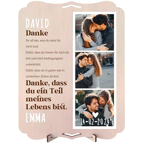 nagu® Personalisierter Fotorahmen 22x30 cm aus nachhaltigem Holz - Originelle Geschenke für Frauen, Geschenk - Gutscheine zum Selber Ausfüllen, Inkl. Buchstaben & Kleber von nagu