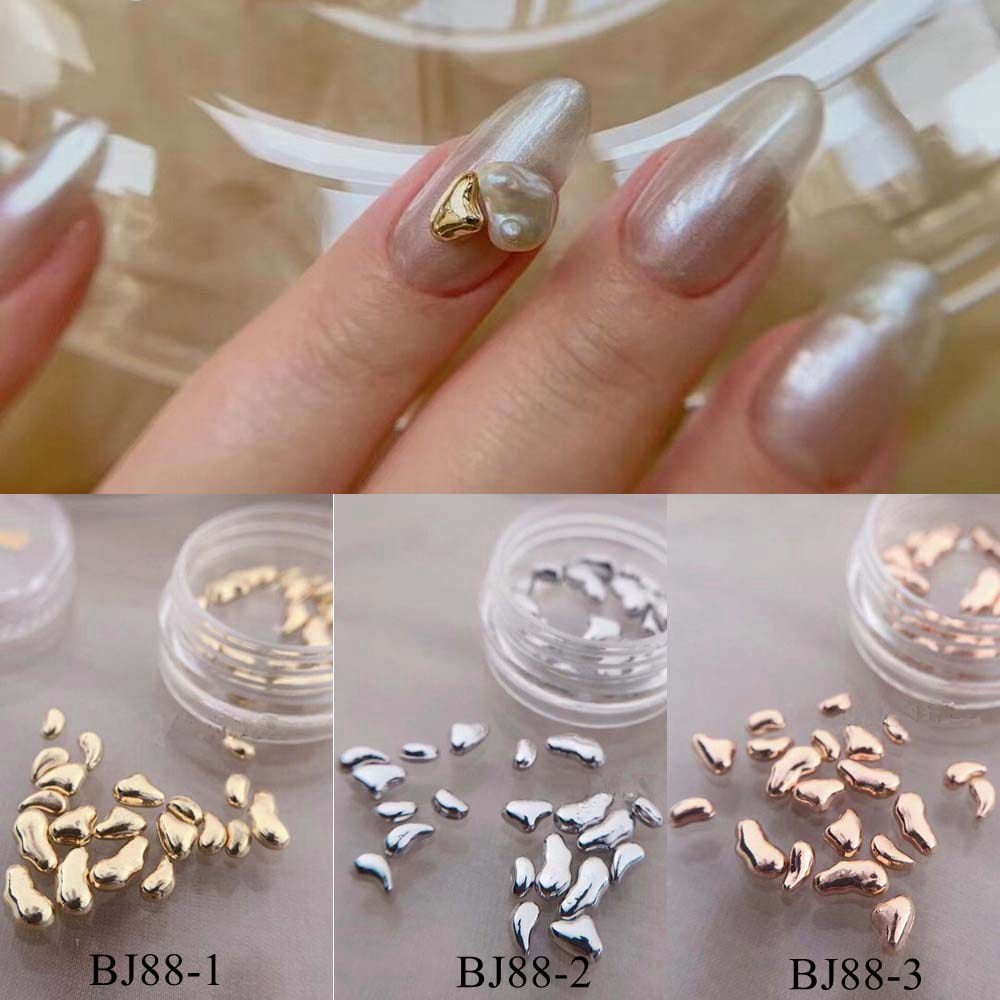 1Jar Mixed Metal Unregelmäßige Dekorationen Perlen Gold Silber Und Roségold Nail Art Dekoration Bj88 von nailartfairy