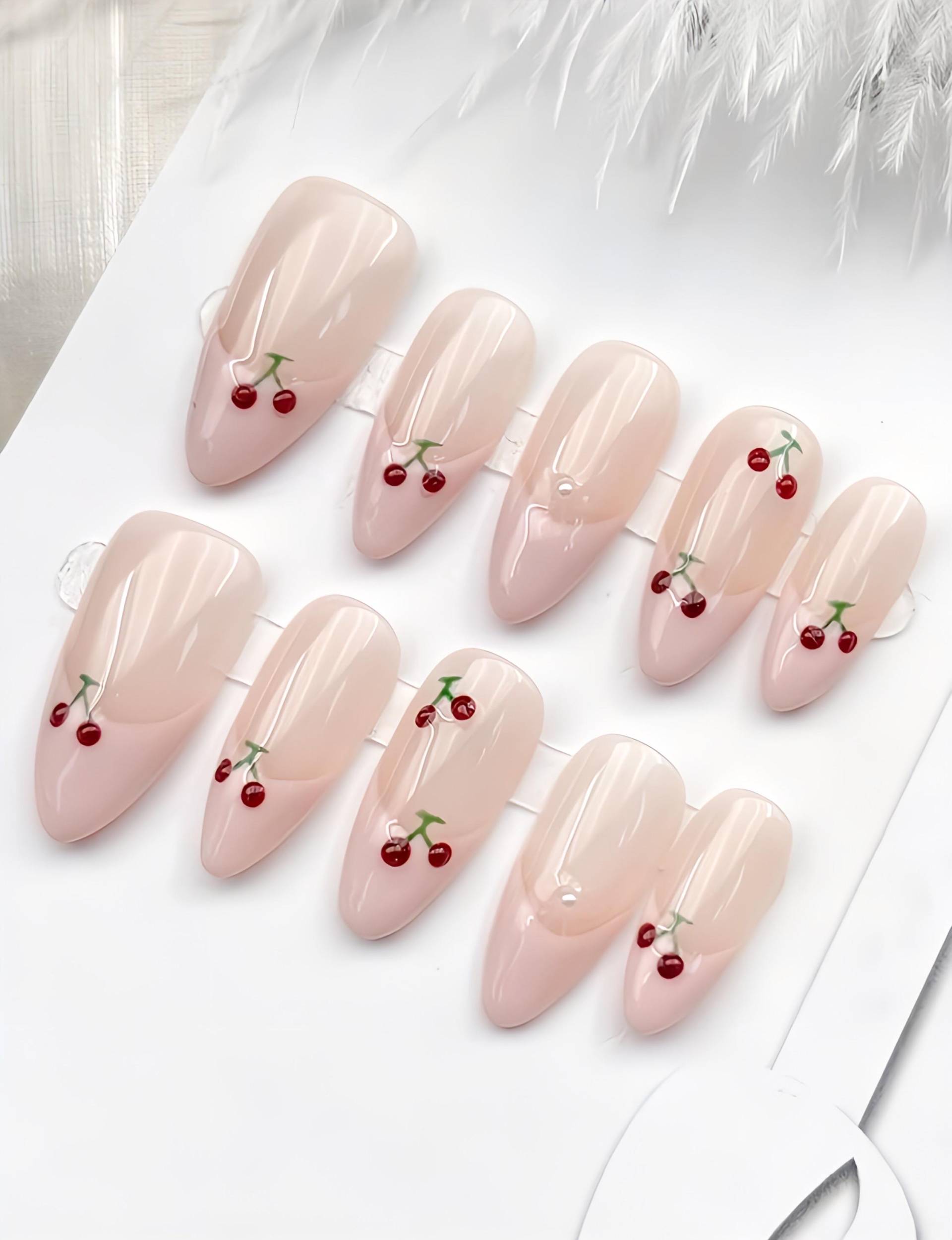 French Cherry Pinky - 3D Selbstgemachte Pressnägel French Cherry Pinky - 3D Selbstgemachte Pressnägel von nailauraDE