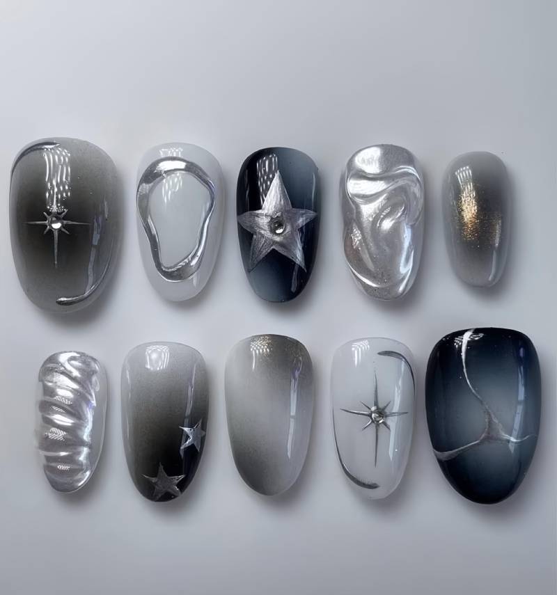 Y2K Glam - Selbstgemachte 3D Press-On Nails Y2K Glam - Selbstgemachte 3D Press-On Nails von nailauraDE
